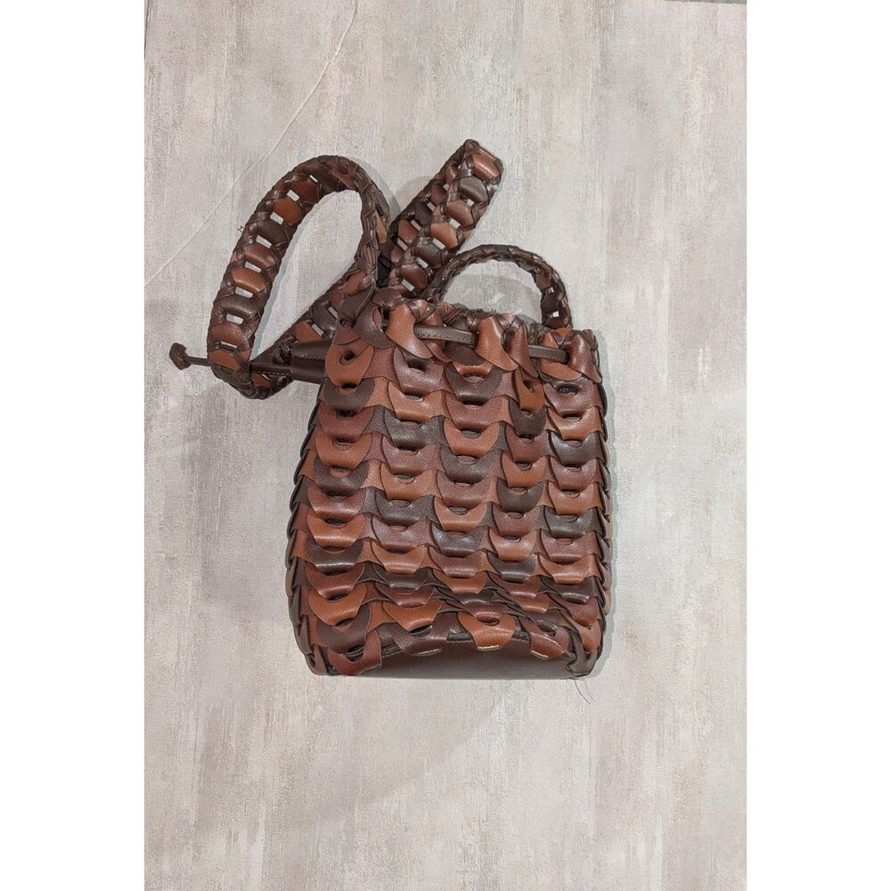 Woven Scales Leather Bucket Bag - Picture 5 of 8